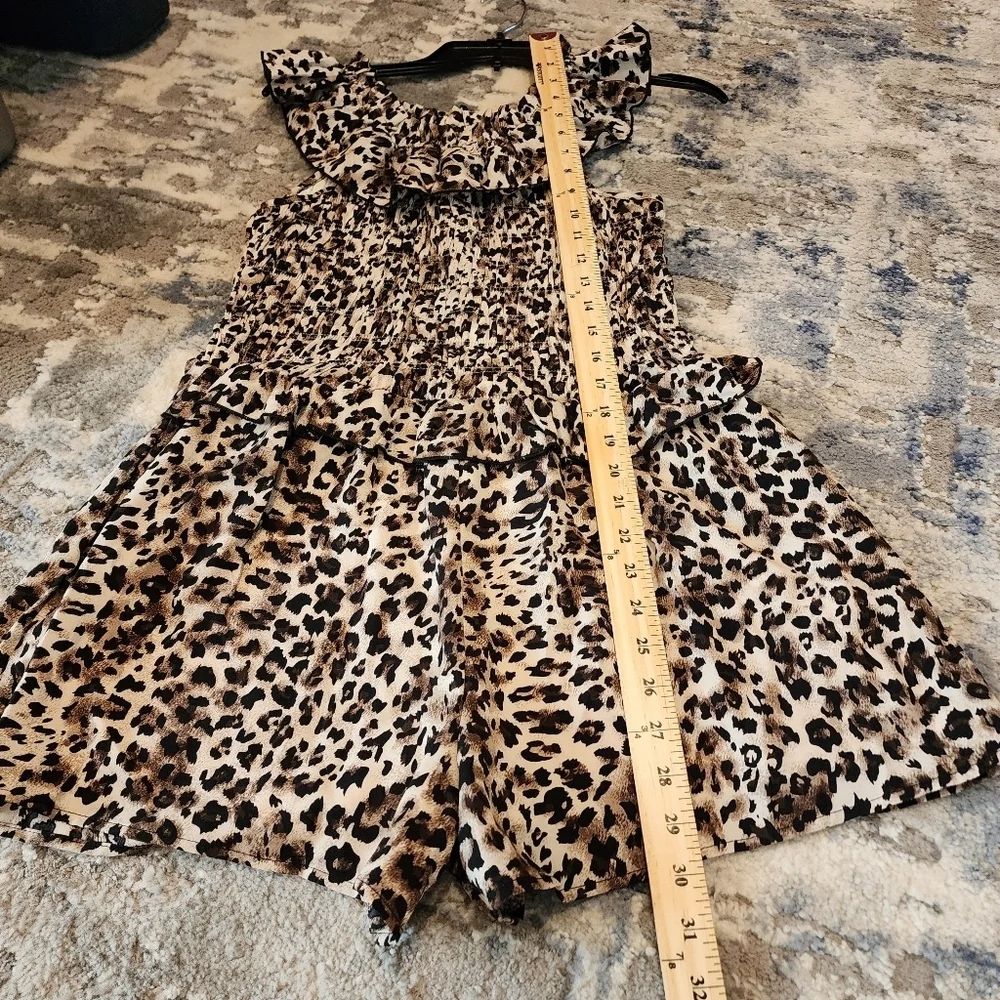 Nordstrom‎ Truly Me leopard smocked romper. Kids 14.